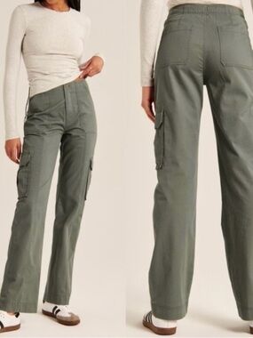 Abercrombie & Fitch Relaxed Fit Cargo Pants Size 8/29 Olive-Green Military Gorp